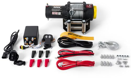 KANGAROO WINCH Elektrische Seilwinde 12V - 4000 LBS / 1814 kg Zugkraft - Ideal für ATV, Quad und Offroad Einsätze - Robuste Konstruktion - Inklusive Stahlseil und Funkfernbedienung (K4000)