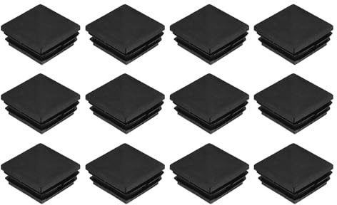 QUARKZMAN 12Pz Tappo Quadrato 40 x 40mm/1.57 x 1.57 Pollici Gommini Nero | Tappi Quadrati in Plastica PE, per 34-38mm/1.34-1.5 Pollici, per Gambe di Sedie Mobili, per Sedie