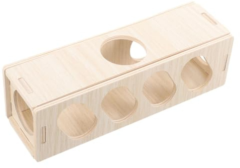 Toyvian Maison Bois pour Hamster Et Petits Animaux Tunnel Et Cachette pour Rongeurs Accessoire Et Amusant pour Chinchilla Gerbille Souris Et Autres Petits Animaux