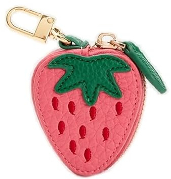 Zernblend Mini Geldbörse Damen, Schlüsseletui Damen, Coin Purse, Schlüsseletui, Süßer Leder Taschenanhänger, Halloween, Christmas (Erdbeere)