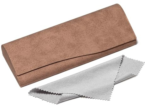 Suertree Läder Glasögonfodral Med Magnetisk Stängning Solglasögonfodral Låda För Läsglasögon Solglasögon Kaki One Size