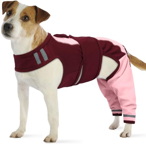 PUMYPOREITY Hundebody Nach Op, Hundebody Rüde Lange Hinterbeine Ellenbogenbandage Hund Hinterbeine Op Anzug Medical Pet Shirt Kniebandage Hinterbein(Rosa, XS)