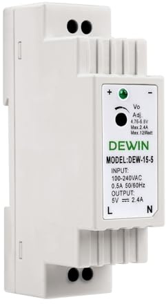 DEWIN Hutschiene Netzteil 5V, DEW-12-5 Industrielles DIN Schienen Netzteil Schaltnetzteil 5V 2,4A 12W