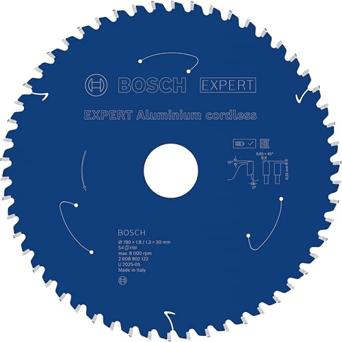 Bosch 1x EXPERT Aluminium cordless Kreissägeblatt für Handkreissägen (für Aluminium, Ø mm, Professional Zubehör Akku-Handkreissägen)
