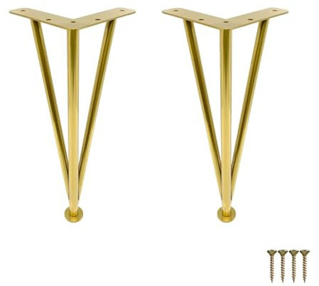 WATAOW 2Pack, 10-40cm Hairpin Table Legs, Replacement Furniture Legs, Stainless Steel Sofa Feets Cabinet Leg Home DIY Projects(Gold,40cm/15.8)