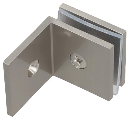 Gdfnmogo Messing 90° Winkel Glasklemmhalter für Duschkabinen, Wandhalterung für 8-12 mm Glasscheiben mit polierter Frosting-Oberfläche, verdecktes U-förmiges Design (gebürstet)