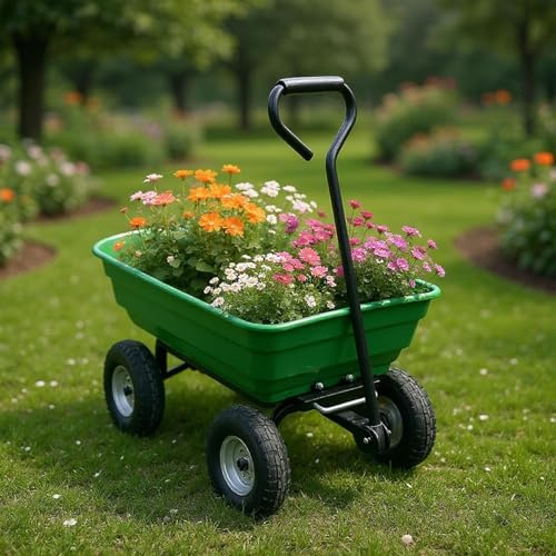 GarveeHome Chariot de Jardin, Diable avec 2 Roues pneumatiques, brouette de 272 kg, Grande brouette, Chariot de Transport pour la Maison et la Cour,