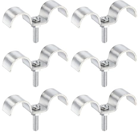 sourcing map 6Set Stainless Steel Double Line Clamp 16 mm / 5/8 inch Fuel Lines Clips M-Shape Mounting Clip for Brake Fuel Lines Tubes Wire Pipe Cord Installation, Silver