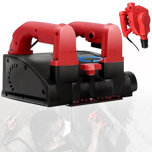 Electric Wall Planing Machine, Handheld Concrete Shaver with Vacuum Cleaner, 0.04-0.16in Adjustable Depth for Walls Ceilings Floors