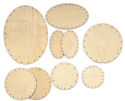 Zita's Creative Großes Rundes und Ovales korbboden für peddigrohr Set - 9-teilig, Vorgebohrte Sperrholz-Böden für peddigrohr 2mm und 3 mm, korbflechten DIY-Basteln, Schulen und Senioren