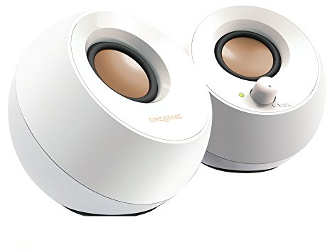 Creative Pebble 2.0 USB-powered Desktop Speakers with Far-Field Drivers and Passive Radiators for PCs and Laptops (White)