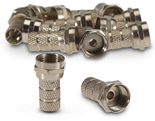 SSL Satellites 10 Pack Screw on F Plug Connectors for Satellite TV Twin Cable - Internal Diameter of Plugs is 4mm to fit CT63 / CT64 / WF65 / Coaxial Cables