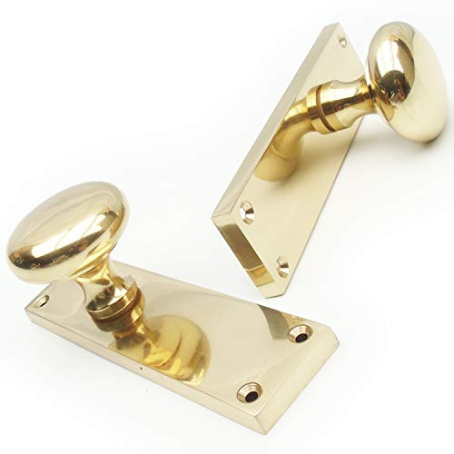 Jones & Grey New York Style Solid Brass Round Door Handles Knobs on Back Plate