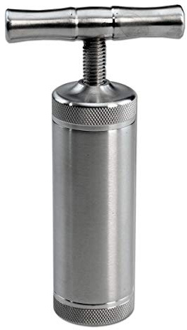 bong-discount Zubehör für Kräutermühlen, Grinder: Handpresse, Kräuterpresse | 4-teilig | 93 x 30 mm | EDELSTAHL