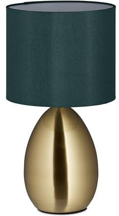 Relaxdays Lámpara Mesita Noche Táctil, Lamparita Moderna con Cable, Luz Mesa Lectura Regulable, 33,5x18 cm, E14, Bronce