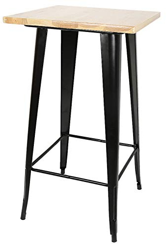Stehtisch, bartisch, bistrotisch, 110 cm hoch, Naturholz + Eisenbeine, geeignet für Stangen, Retro-Industriestil