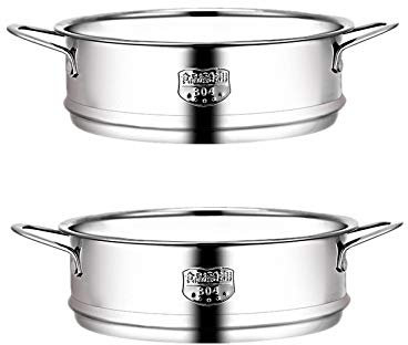 Ulalaza Edelstahl Dampfgarer 2-Ebenen Stark Langlebig Und Verstärkt Beste Gesunde Küche Für Dim Sum Gemüse Fleisch Fisch