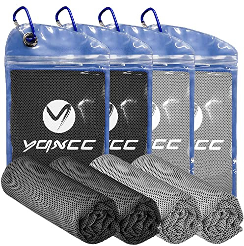 YQXCC 4 Stück Kühlendes Handtuch 120x30cm, Eiskühlung für Nacken & Gesicht | Weiches, Atmungsaktives Mikrofaser-Kühltuch, perfekt für Fitnessstudio, Yoga, Golf, Laufen, Camping und heißes Wetter