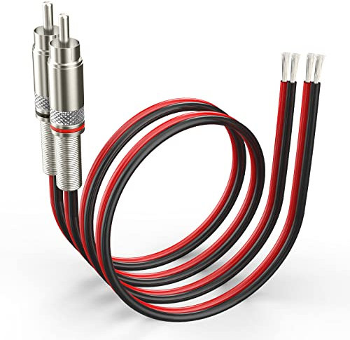 Pixelman (14AWG 2.5ft Red/Black) RCA to Speaker Wire,Speaker Bare Cable to RCA Plug Adapter,Heavy Gauge 14 Gauge Speaker Wire RCA Jacks Speaker Cord,Speaker Cable Connector for Amplifier TV Subwoofer
