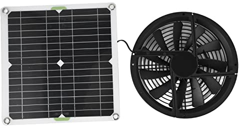 Fewb Ventilatore Alimentato da Pannello Solare da 100 W, Ventilatore da Esterno Alimentato Solare da 12 V, Ventilazione di Raffreddamento Fai-da-Te per Pollaio, Capannone per Cani, Serra