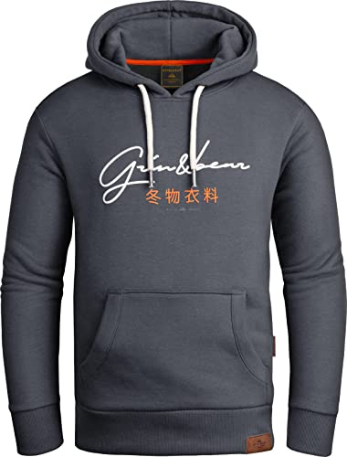 Grin&Bear Hoodie herr sweatjacka GEC703, Stålgrå, M