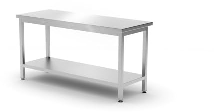 HENDI Zentraler Arbeitstisch, Arbeidsplatte, mit Regalboden, geschraubt, Verstellbare Füße, für Restaurant, Bar, Küche, 1200x600x(H)850mm, Edelstahl