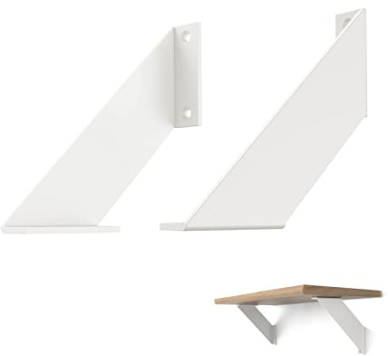 ChasBete Regalwinkel Weiss, Regalträger Metall, 10cm, 2 Stück | Regalhalterung vintage, schwerlast, Wandhalterung Regal, dreieckig, hält 30 kg, für Heimregale, minimalistisch