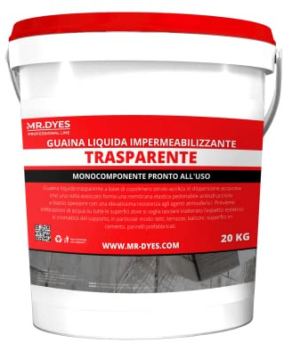 GUAINA LIQUIDA IMPERMEABILIZZANTE TRASPARENTE 1-6-20 KG. (1 KG)