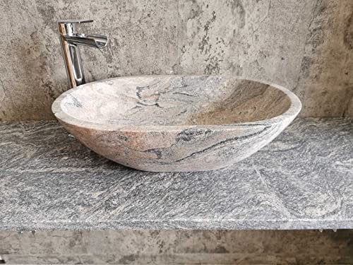 Waschbecken oval aus Granit Juparana 1 Größe 55 x 35 cm echte Fotos des Waschbeckens Waschbecken Waschbecken Waschbecken Spülbecken Badezimmer Unterstützung Arbeitszimmer]