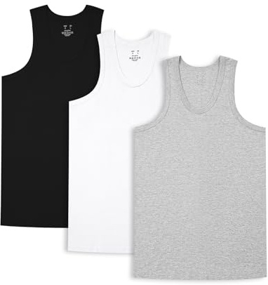 HomyComy Camiseta de Tirantes para Hombre Pack de 3 de Algodón 100% Ropa Interior sin Manga Tank más Colores