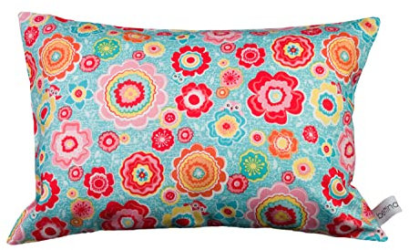 bettina bruder - Kleines Kuschelkissen Blumen Eulen türkis bunt - 30 cm x 20 cm