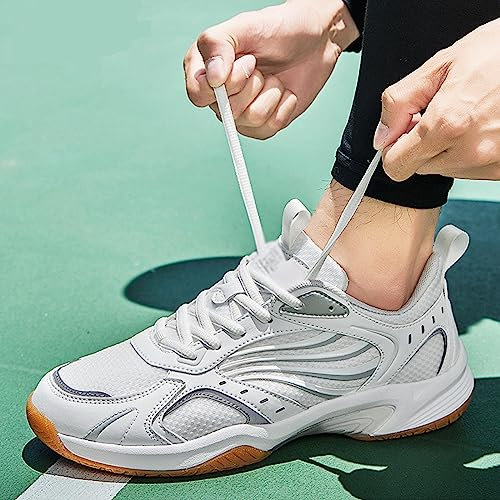 Atmungsaktive Herren-Badminton-Schuhe, Leichte Damen-Tennisschuhe, Squash, rutschfeste Sport-Turnschuhe, Sneakers für Volleyball,White-44