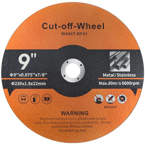 Shawya 10 Pack Cut Off Wheels 9 Inch Cutting Wheel 9” x 0.075” x 7/8”Metal and Stainless Steel Cutting Disc Fit for Angle Grinder Aggressive Cutting disc for General Purpose Metal Cutting