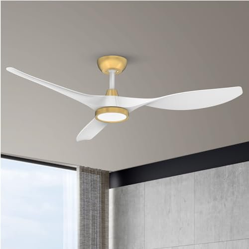 Roomratv 52In White gold Ceiling Fans with Lights and Remote, Large Airflow