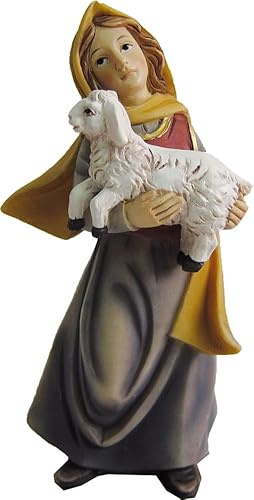 FADEDA Mujer con cordero/altura: 0 cm/pintado a mano/detallado belén figuras - decoración de mesa de Navidad cuna accesorios