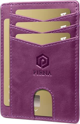 PIRNA Mini Geldbörse aus Leder mit RFID Schutz - Slim Wallet für Herren & Damen - Kreditkartenetui Geldbeutel klein Portmonee Portemonnaie - Lila
