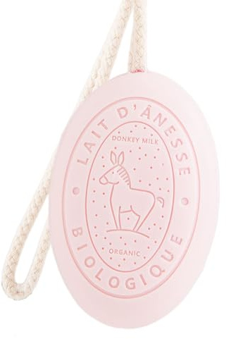Label Provence Savon de Marseille - French Soap on a Rope Made With Fresh Organic Donkey Milk - Rose Fragrance - 175 Grams