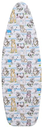 SHERWOOD Ironing Board Cover (Dogs,135x45cm) | 100% Cotton Cover with Thick Felt Resists Scorching and Staining, Adjustable Fastener, Elastic Edges, Stays Put