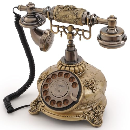 UKBW Audio Guest Book Wedding Phone, Audio GuestBook, Phone GuestBook, Bridal Shower Party Gifts, Vintage Guest Book Telephone Record Customized Voice Message for Your Wedding Party, Bronze