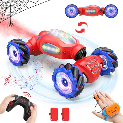 Ferngesteuertes Auto RC Spielzeug mit Handsteuerung Kinder ab 4 5 6 Jahre | 2.4 GHz Stunt RC Car 4WD, 360° Drehung Auto mit Fernbedienung, Spider Geschenk Junge Mädchen 7 8 9 10 11 12 Jahre
