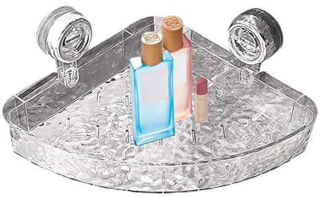 DASHIELL Mensola Doccia Angolare, Mensole Ad Angolo Da Bagno Senza Foratura, Stoccaggio Portaoggetti Da Bagno Con Ventosa Per Doccia E Shampoo, Portasapone Doccia Angolare Per Bagno, Cucina
