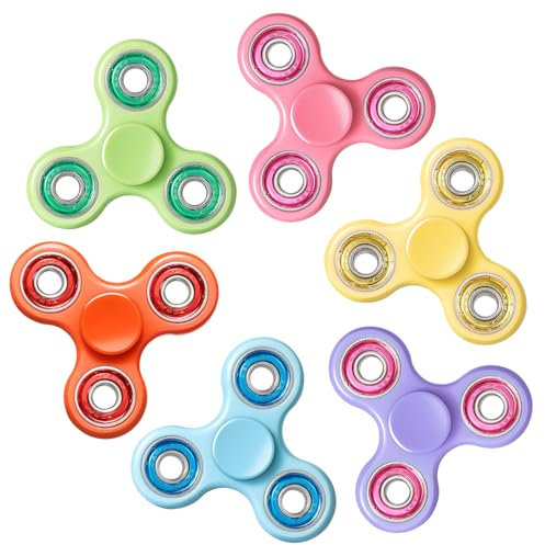 Fidget Spinners 6 Pack, Sensory Fidget Spielzeug ADHD Angst Spielzeug Stress Relief Reducer Hand Spinner Graduation Geschenk Klassenzimmer Preise Party Favors für Kinder Erwachsene