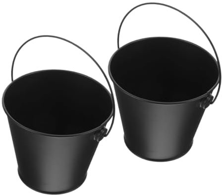 MERRYHAPY 2stücke Metall Fetteimer Grill Öleimer Grillzubehör Tropfeimer BBQ Eimer Outdoor Kochen Camping Picknick Fettfang Eimer Abtropfbehälter