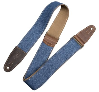 Levy's Leathers Denim Series Gitarrengurt mit Echtlederenden | Breite 5 cm | Blau (M7DM-BLU)