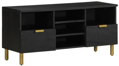 vidaXL TV Schrank, Lowboard für Fernseher, Fernsehtisch mit Stauraum Metallgriffen, Fernsehschrank für Schlafzimmer Wohnzimmer, Schwarz Holzwerkstoff
