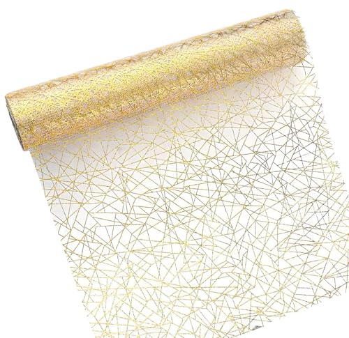 Tischläufer, Größen Erhältlich, Dünne Pailletten-Tischdecken, Rolle, Zum Dekorieren Von Esstischen, Hochzeiten, Geburtstagen (Gold, 28cm*30m)