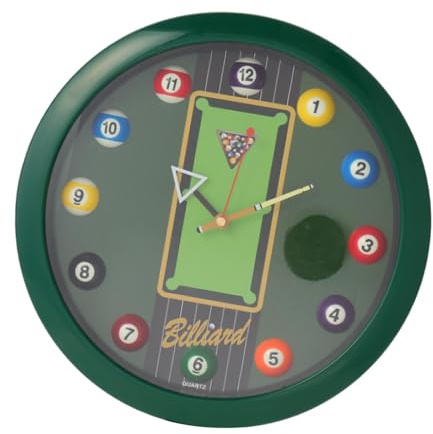 LOVIVER Billard-Uhr, 11,6 Zoll Billardtisch-Wanduhr, Coole Wanduhr, ideal für Billardzimmer, Poolzimmer, Spielzimmer, Bar, GrÜn