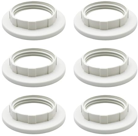 DAZISEN E14 Lampshade Reducer Ring - 6 Pcs Plastic Lamp Shade Reducer Ring Converter White Light Shade Adapter Ring Lampshade Fitting E14 Replacement Ring for Light Fixture
