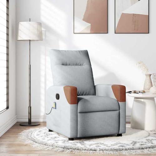 Homgoday Massagefåtölj ljusgrå tyg TV-fåtölj fåtölj justerbar massagefåtölj vilofåtölj modern relaxfåtölj TV-fåtölj för vardagsrum
