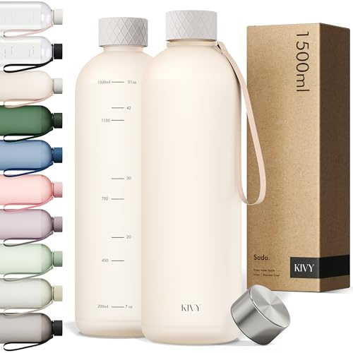 KIVY Botella de Agua Tritan 1,5 L - Estanca & Apto para Lavavajillas - Para Deporte, Gimnasio, Escuela y Oficina - Botella Deporte - Garrafa de Agua para Gym - Botellas Agua 1,5 L -Sin BPA